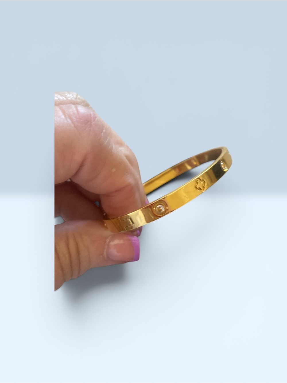 Gold-tone Screw Motif Bangle Bracelet